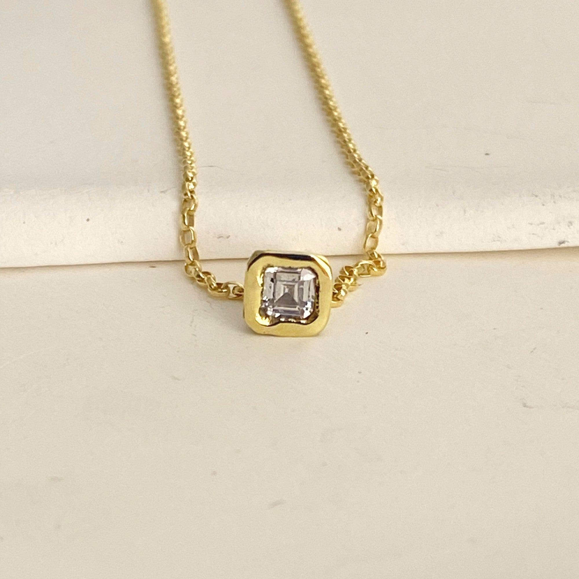 Canopus Cushion Cut Diamond Necklace On The Chain