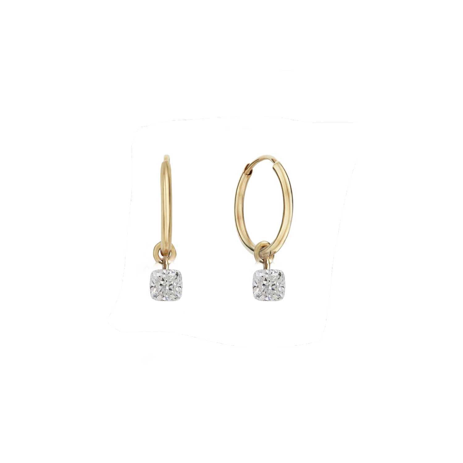 Rising Star Cushion Cut Diamond Huggie Hoops