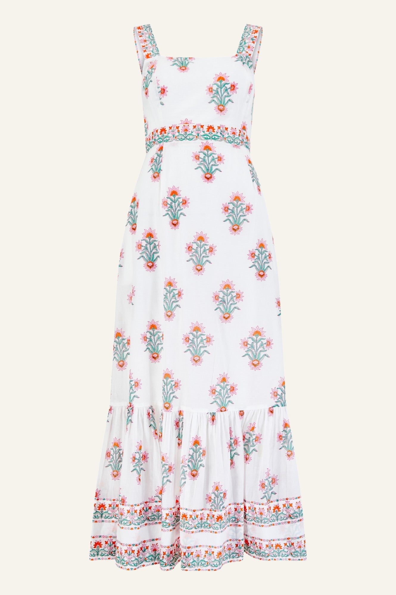 Aurelia Block Print Dress | White/Pink