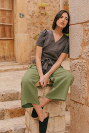 Elisa wrap linen top