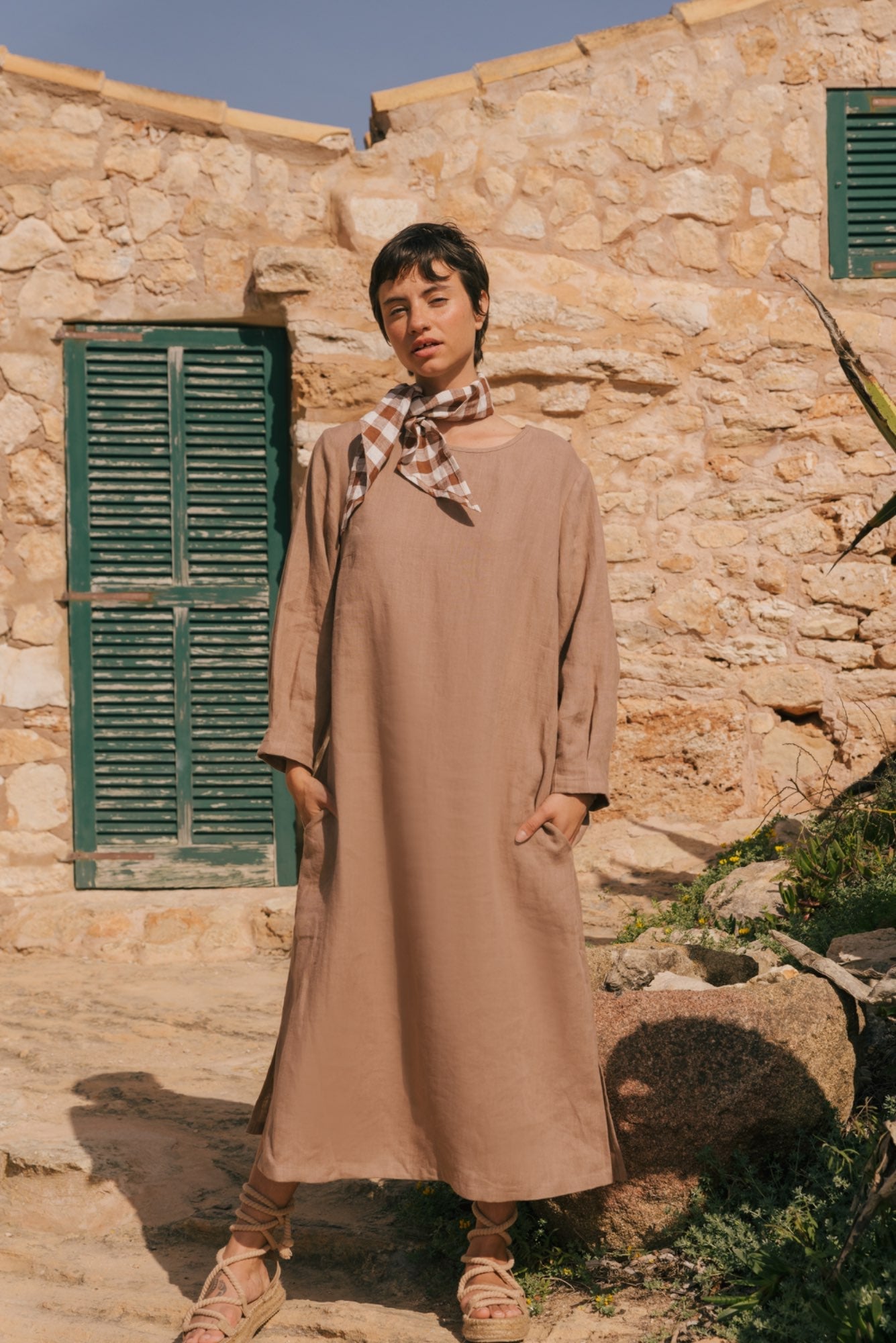 Amalia long-length linen dress