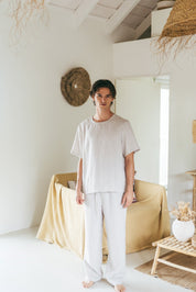 Linen short sleeve pyjama set LEO