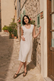 Ines slip midi linen dress