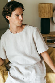 Linen short sleeve pyjama set LEO