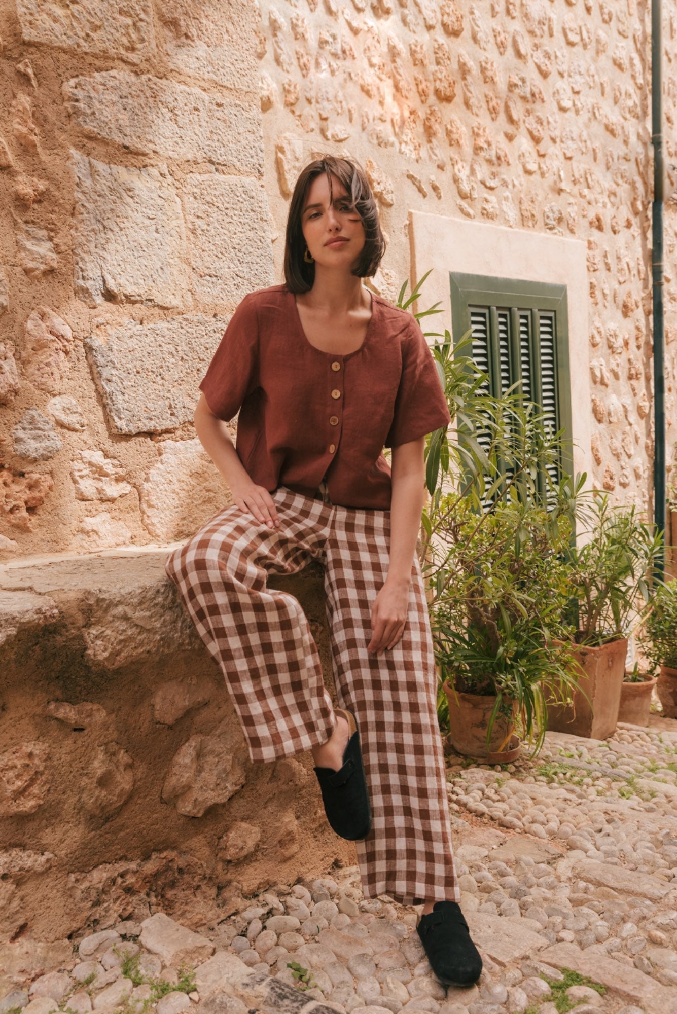 Barbora straight linen pants