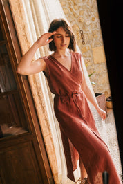 Aurora mid-length linen dress