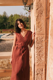 Aurora mid-length linen dress