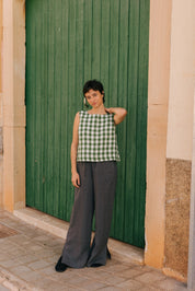 Leah wide linen pants with slits