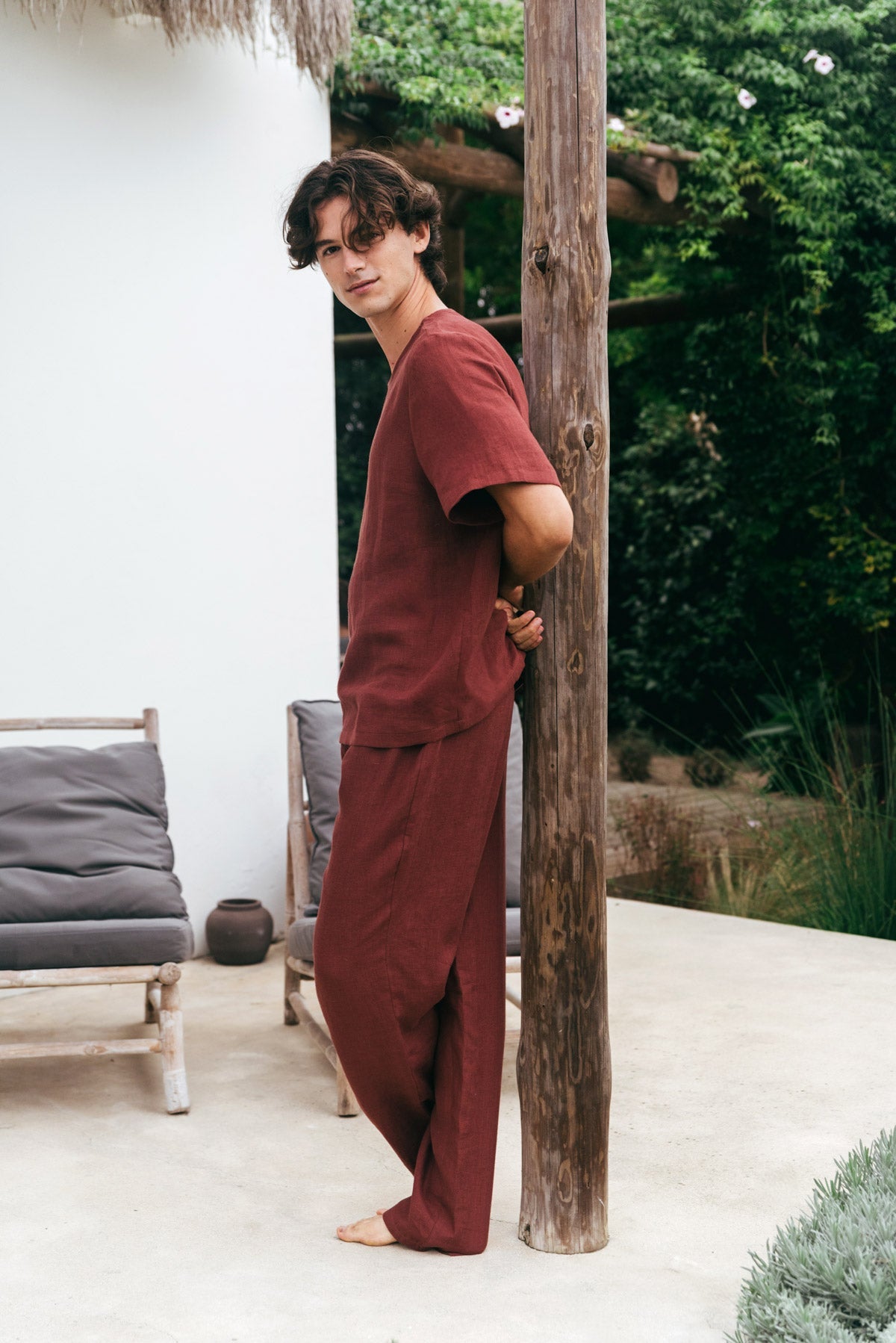 Linen short sleeve pyjama set LEO