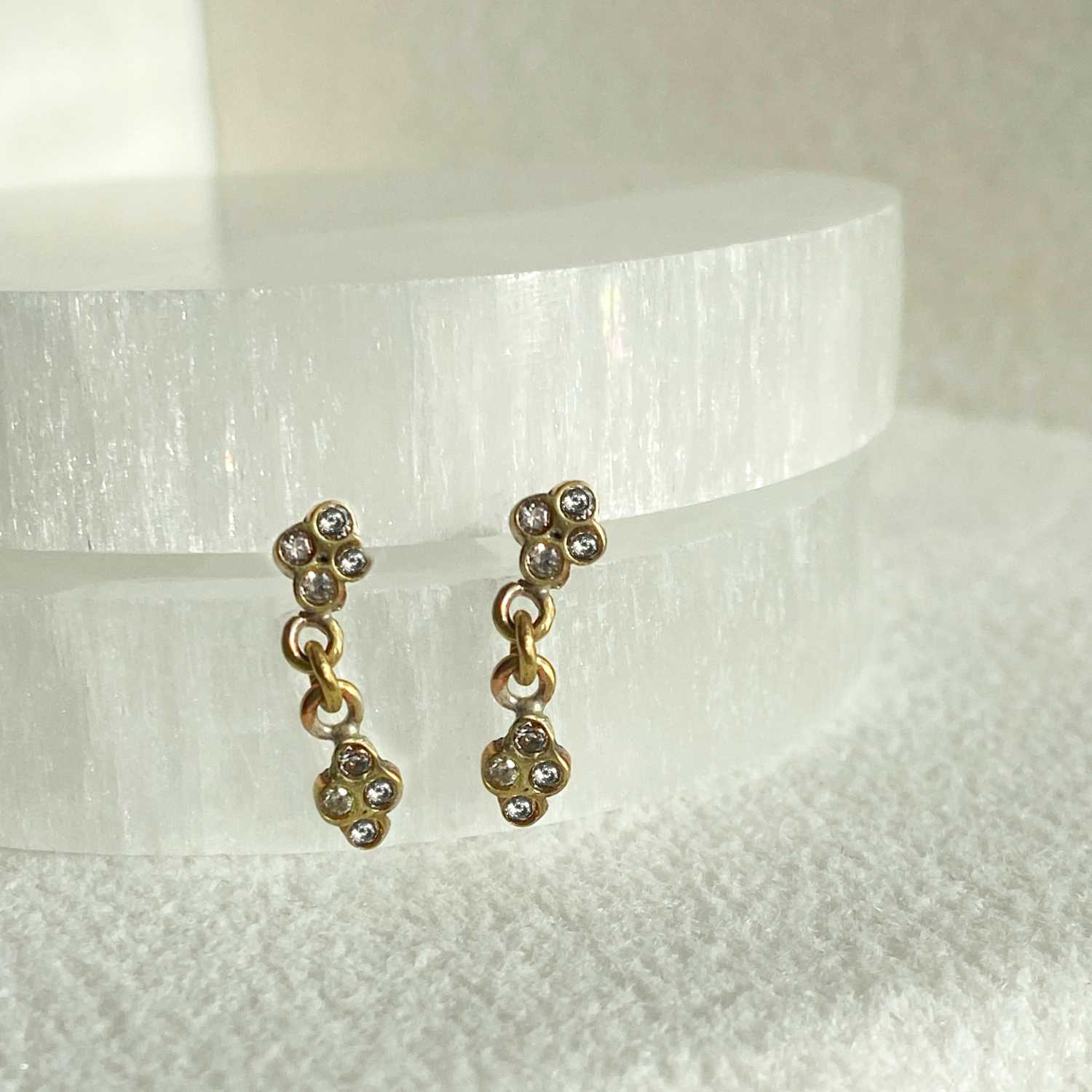 Disco Mini Cube Double Drop Earrings