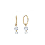 Rising Star Double Diamond Dot Hoop Earrings