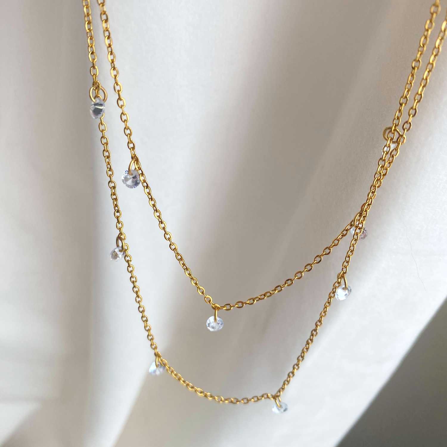 Rising Star Diamond Double Station Necklace (Different Length)