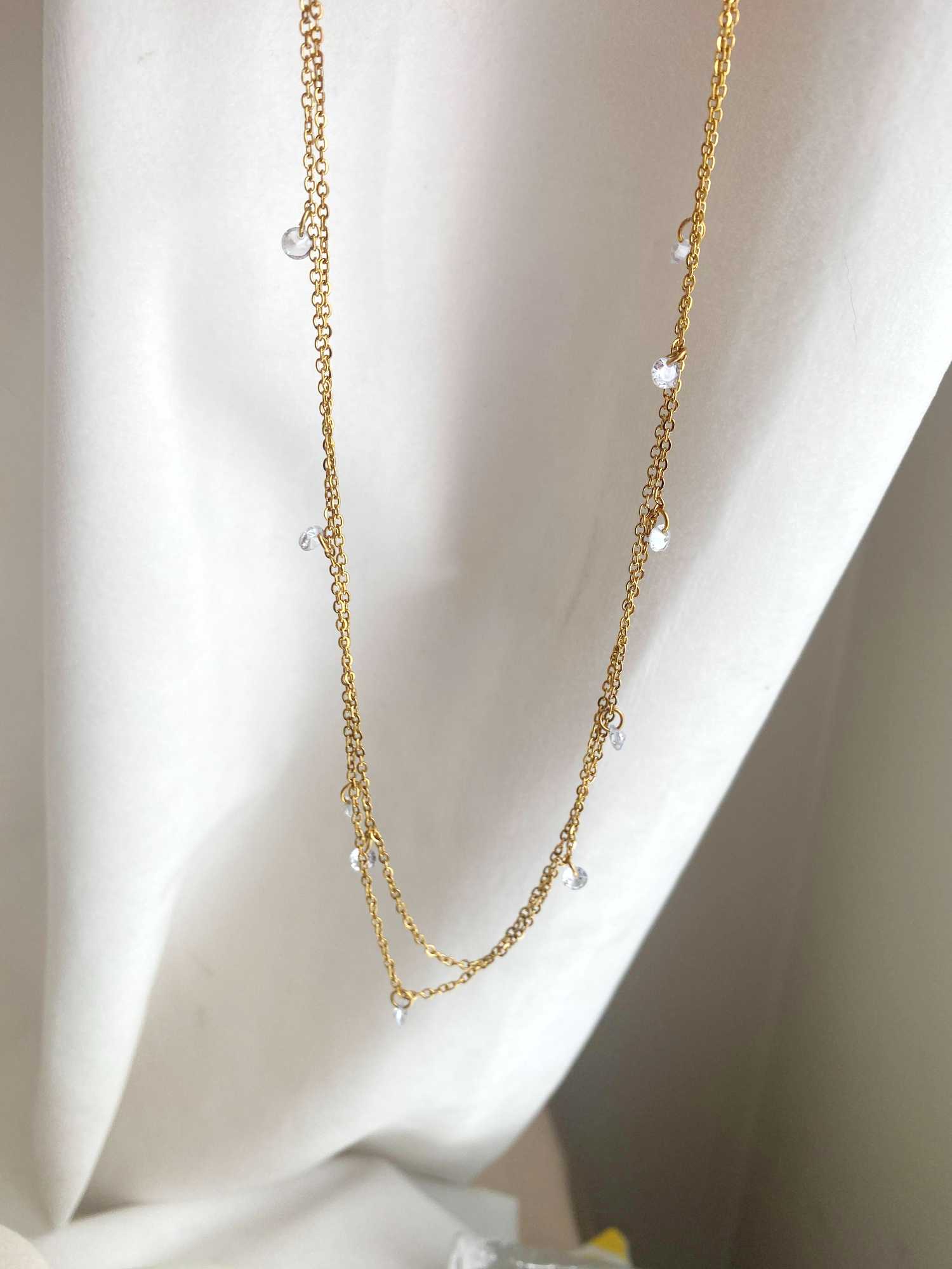 Rising Star Diamond Double Station Necklace (Same Length)