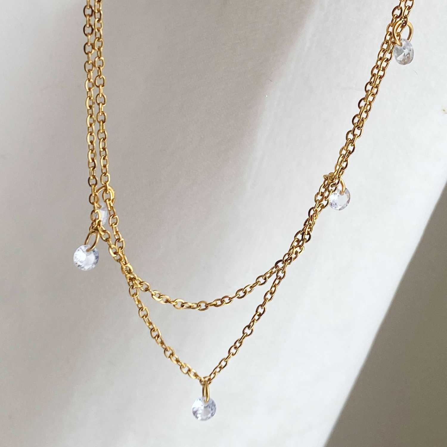 Rising Star Diamond Double Station Necklace (Same Length)