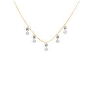 Rising Star Princess and Round Diamond Demi Dangle Necklace