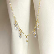 Rising Star Princess and Round Diamond Demi Dangle Necklace