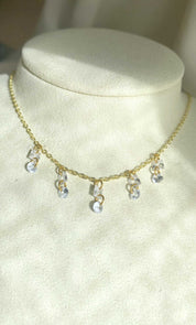 Rising Star Princess and Round Diamond Demi Dangle Necklace