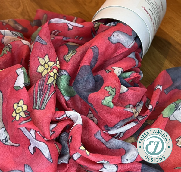 Recycled Bottle Scarf - Welsh Wildlife Red