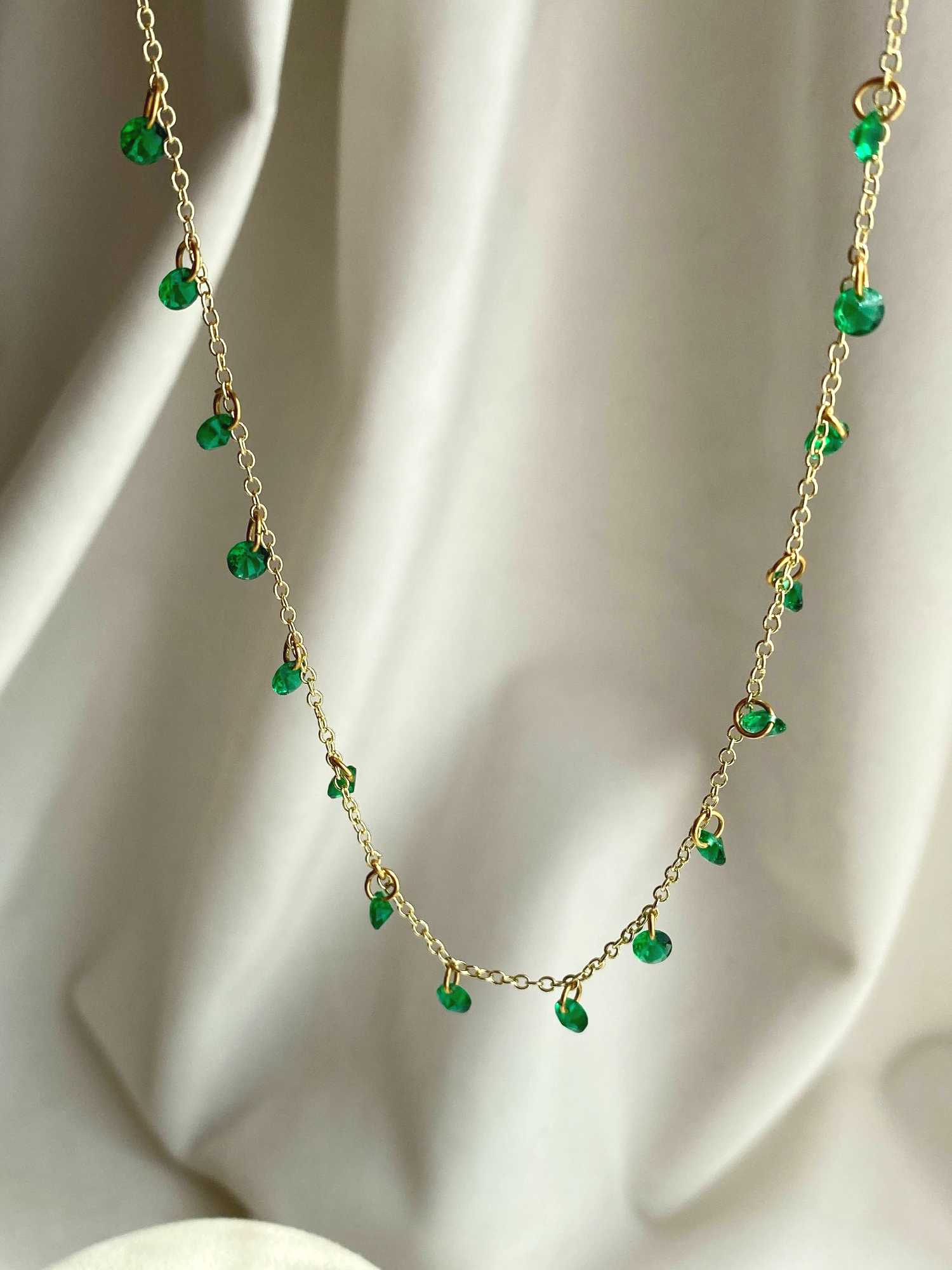 Rising Star Emerald Station Necklace