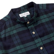 Brushed Cotton Collarless Shirt - Blackwatch Check