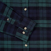 Brushed Cotton Collarless Shirt - Blackwatch Check