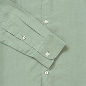 Tencel/Linen Collarless Shirt - Sage Green