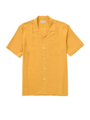 Tencel/Linen Cuban Collar Shirt - Burnt Yellow