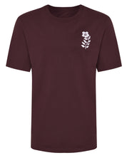 Floral Embroidered Organic Cotton T-Shirt Burgundy