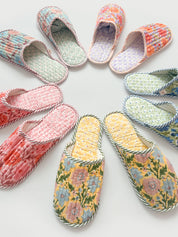 Block Print House Slippers, Buttermilk