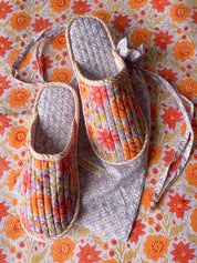 Block Print House Slippers, Lilac