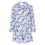 Hand Block Printed Cotton PJ Shorts Set - Cornflower Blue
