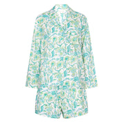 Hand Block Printed Cotton PJ Shorts Set - Apple Green