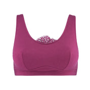 Fuchsia - Silk Back Support Full Coverage Wireless Organic Cotton Bra