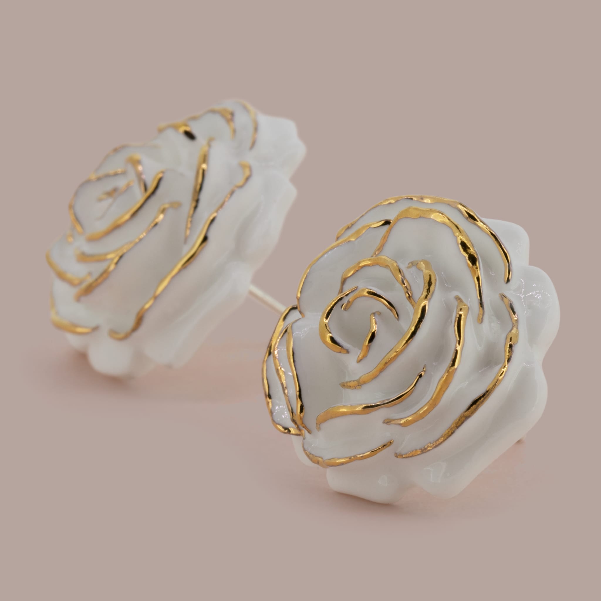 Big Roses Stud Earrings With Gold