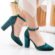 Gisele - Emerald Green Wedding Heels with Ribbon