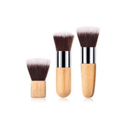 Vegan Mini 3 Piece Blush & Foundation Makeup Brush- Bamboo and Silver