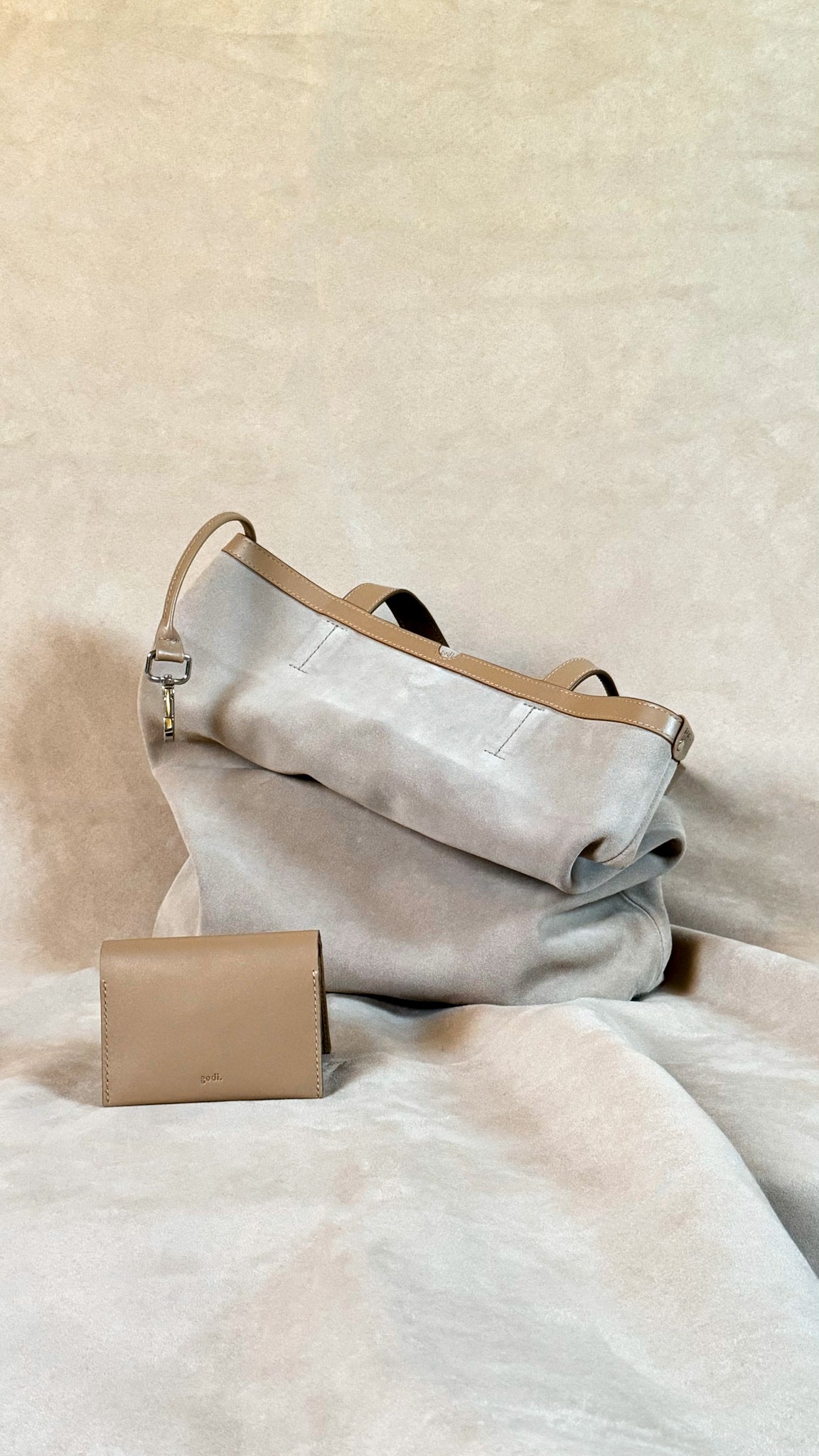 'The Ivy' Tote Bag in Sand Suede