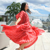 Vivian Skirt in Pink Red Cabana Stripe