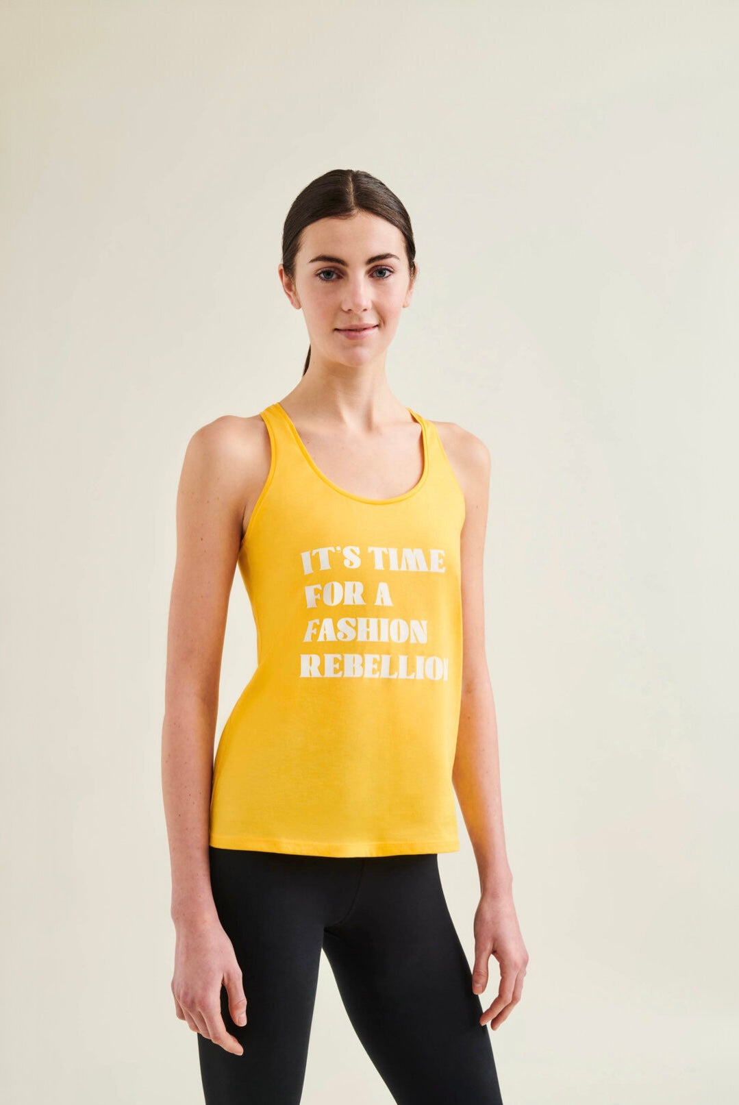 Racer Tank With Print - Sunshine Yellow