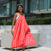 Vivian Skirt in Pink Red Cabana Stripe