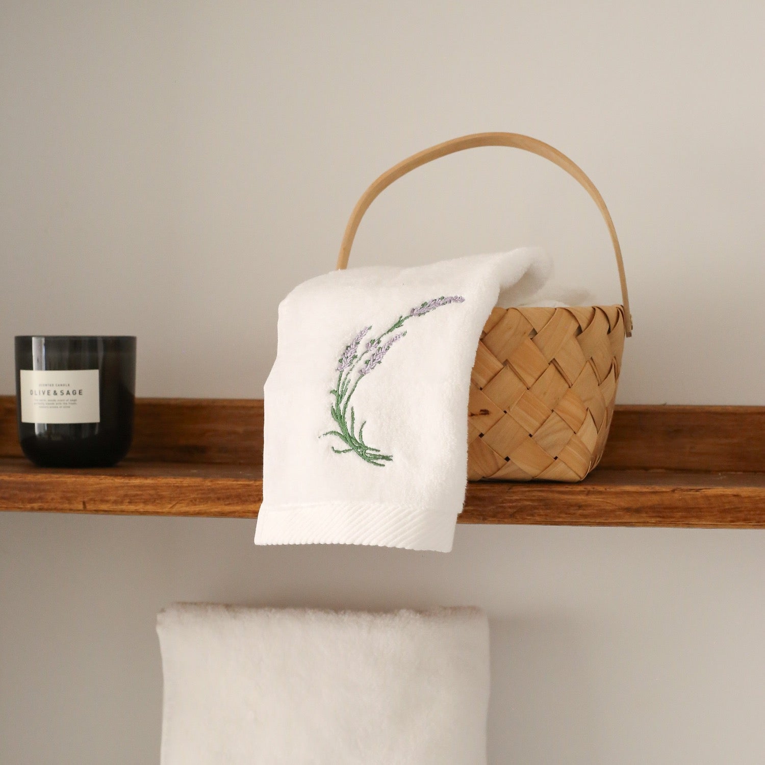 Lavender Embroidery Hand Towel