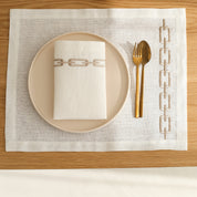 Chain Embroidery Linen Placemat - Set of 2