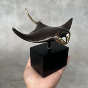 Manta Ray in Bronze With Golden Accents, Small