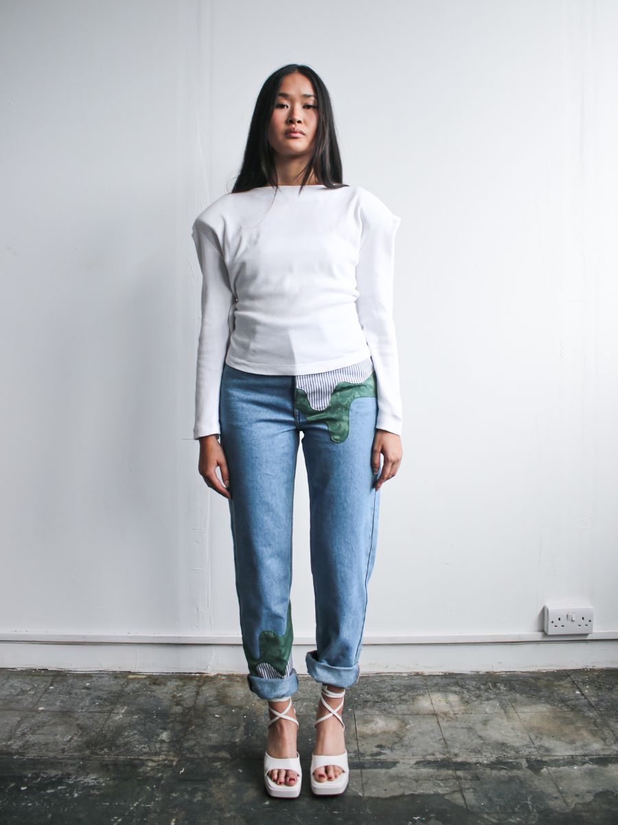 Organic Cotton White Top With Shoulder Pads