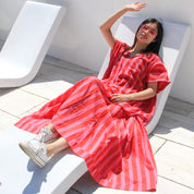 Vivian Skirt in Pink Red Cabana Stripe