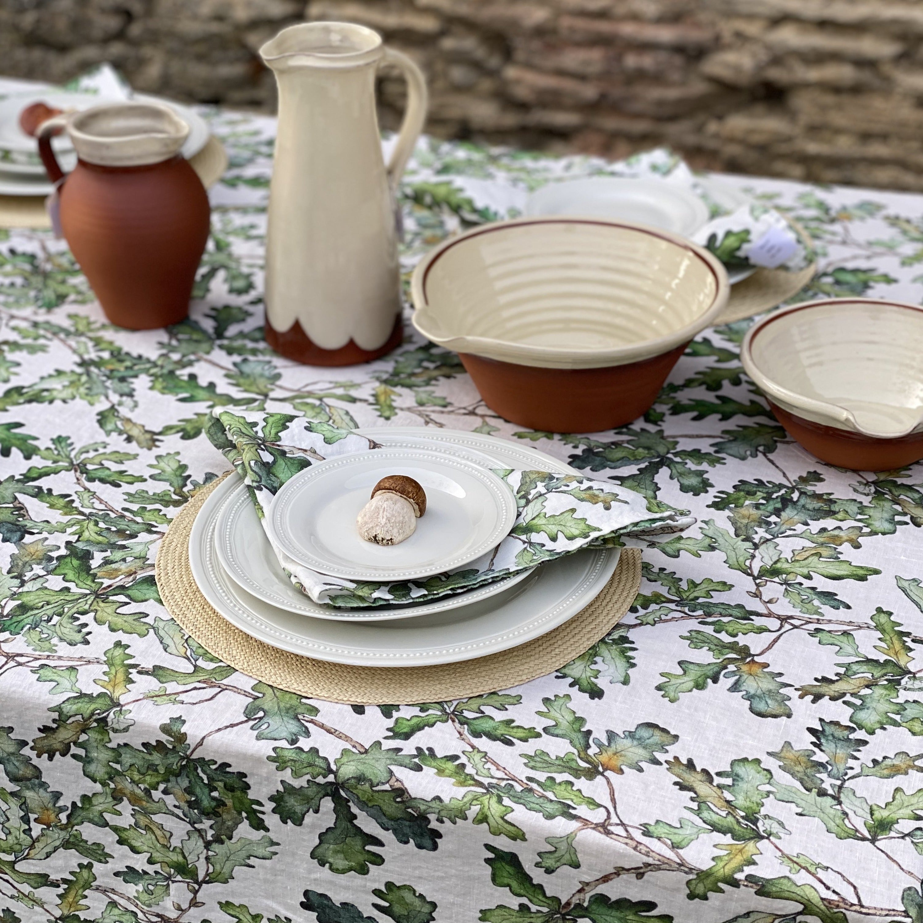 Oak Leaf Linen Table Cloth