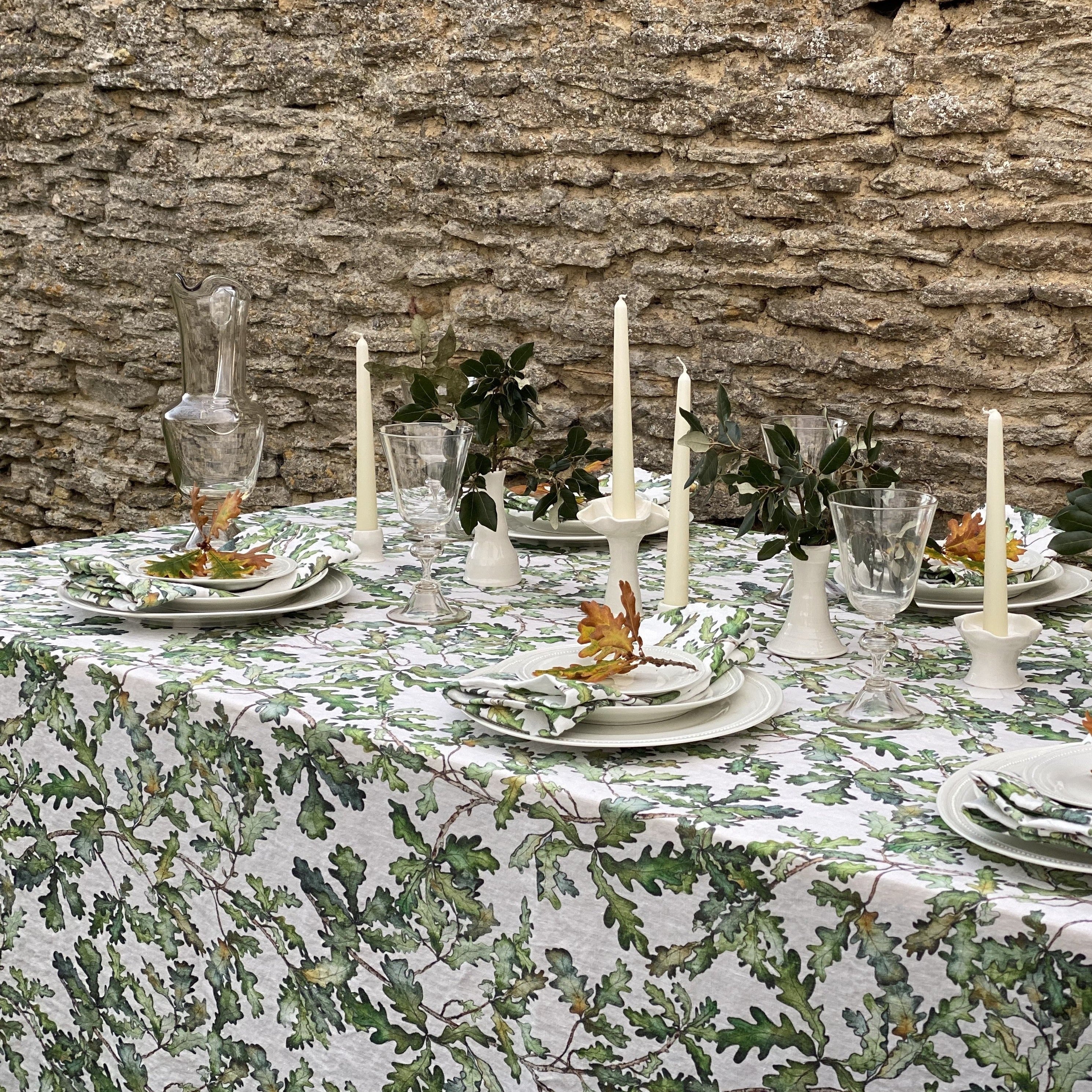 Oak Leaf Linen Table Cloth