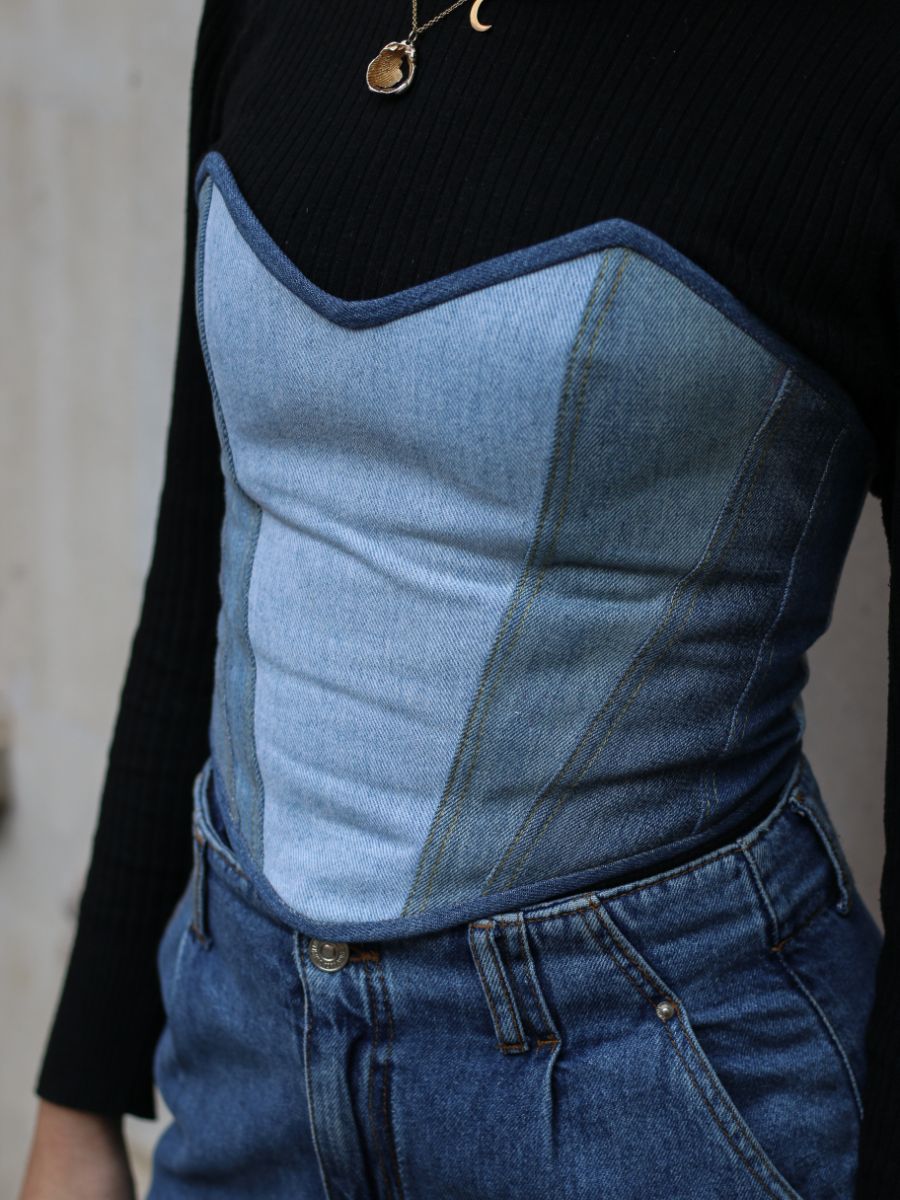 Upcycled Denim Bodice Corset