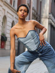 Upcycled Denim Bodice Corset