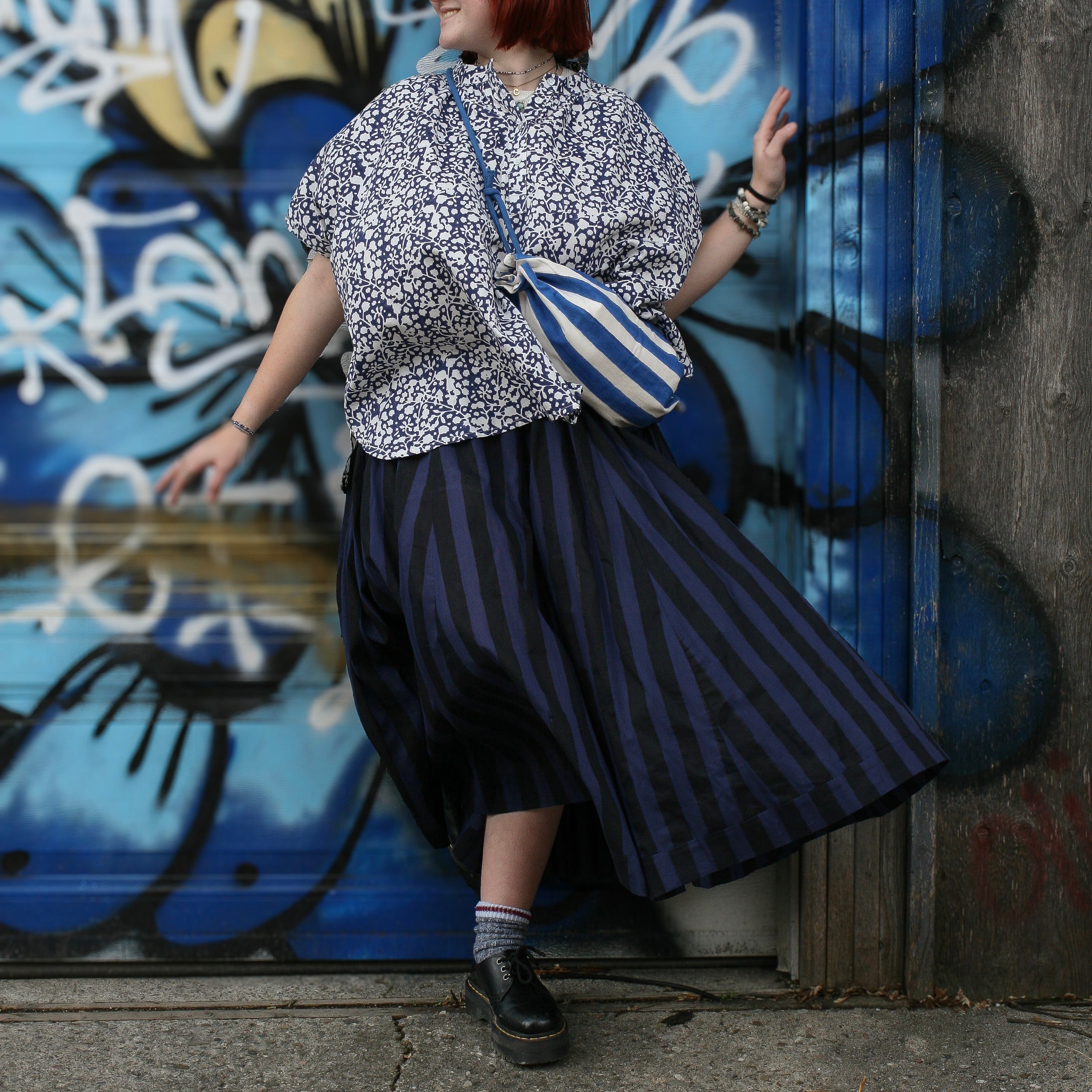 Vivian Skirt in Midnight Stripe